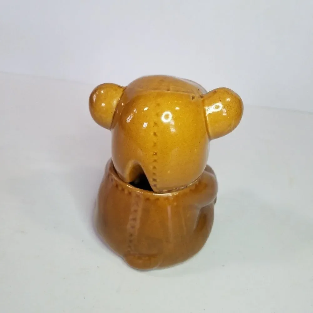 Houston Foods 1982 Vintage Ceramic Bear Honey or Jam Pot